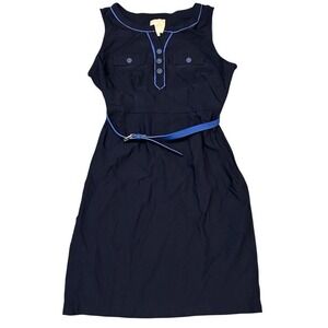 ModCloth Women's Navy Blue Sleeveless Sheath Dress w/ Belt Size L‎